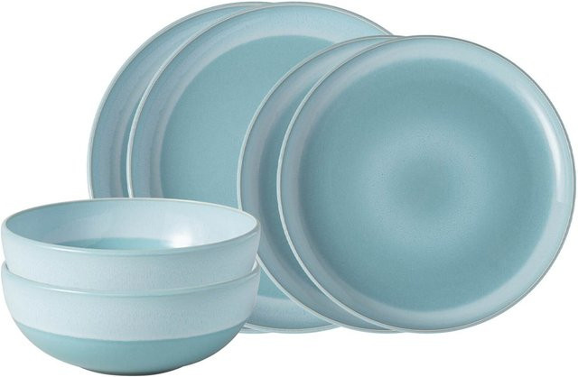 Villeroy & Boch like. Basic-Set Perlemor Aqua 6er Set in Blau und Türkis aus Keramik - Bild 1