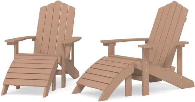 Furnicato Adirondack Gartenstuhl-Set aus HDPE mit Hockern in Braun - Bild 1