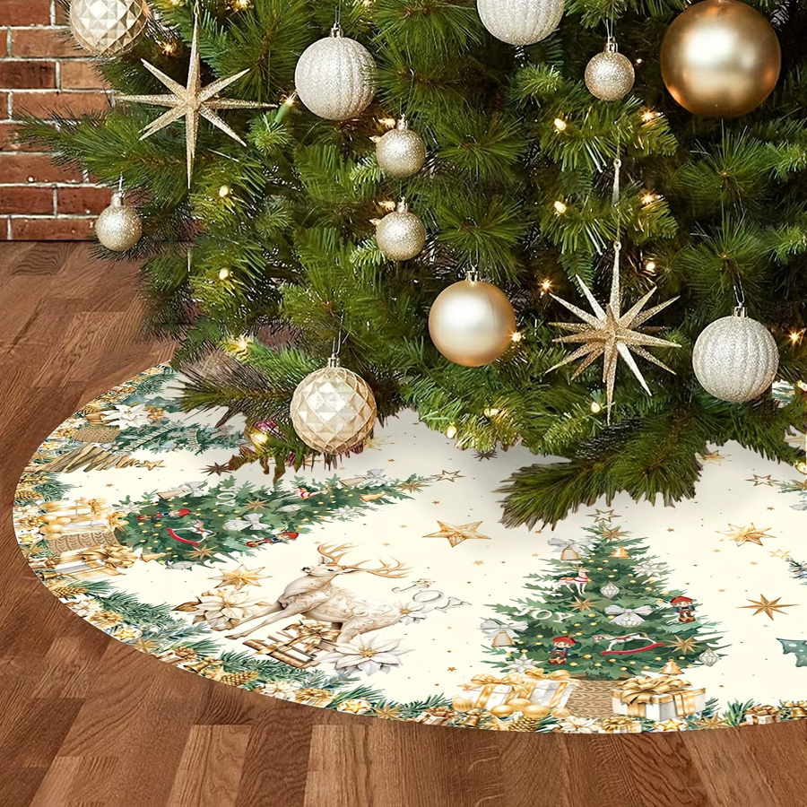 VIKAMA Weihnachtsbaumkleid in Multicolour mit floralem Design als dekoratives Basiskissen für deinen Weihnachtsbaum - Bild 2