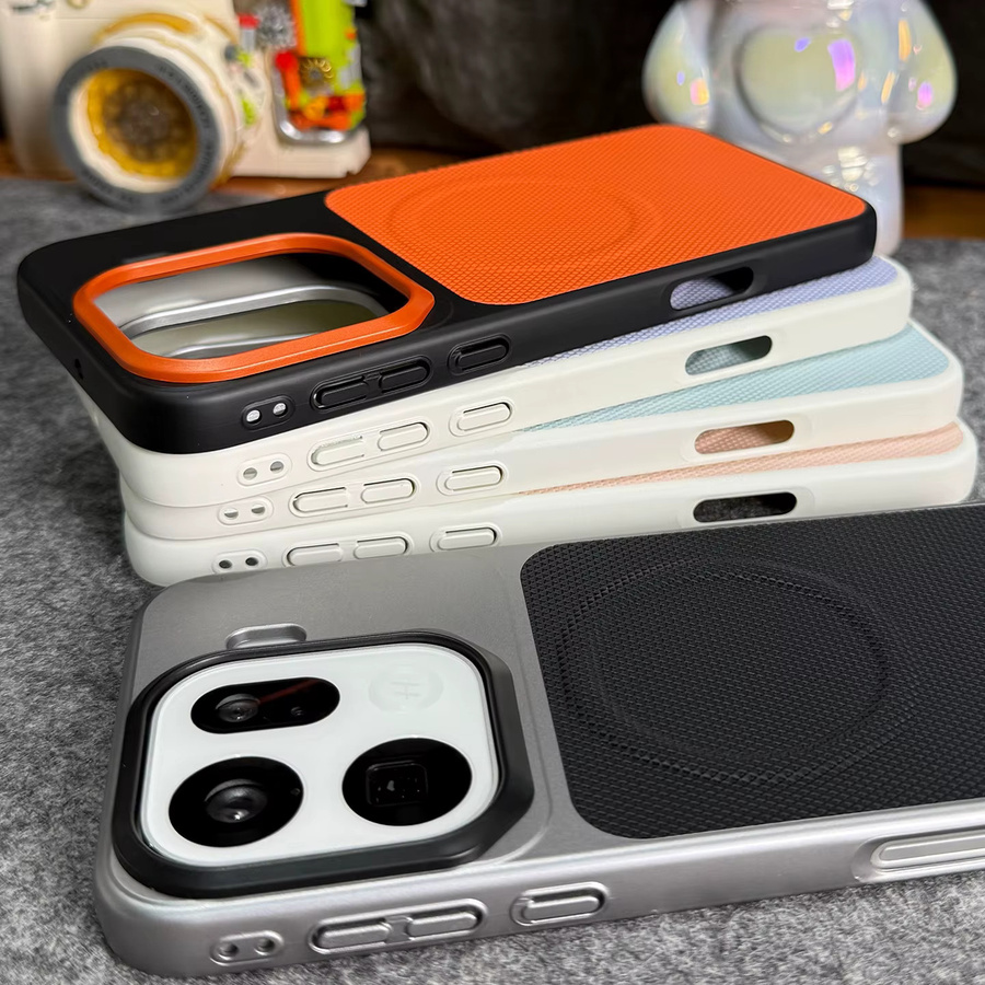 Schutzhülle mit Diamant-Textur aus PU-Leder für OPPO Find X9S Pro und X9 Ultra in Orange Multicolour mit magnetischer kabelloser Ladefunktion und schlankem Design - Bild 2