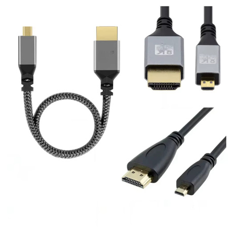 Liujyjc Micro HDMI auf HDMI Kabel in Schwarz, kompatibel mit 4K und 8K für GoPro, Raspberry Pi 4, Sony Kamera, PC und TV