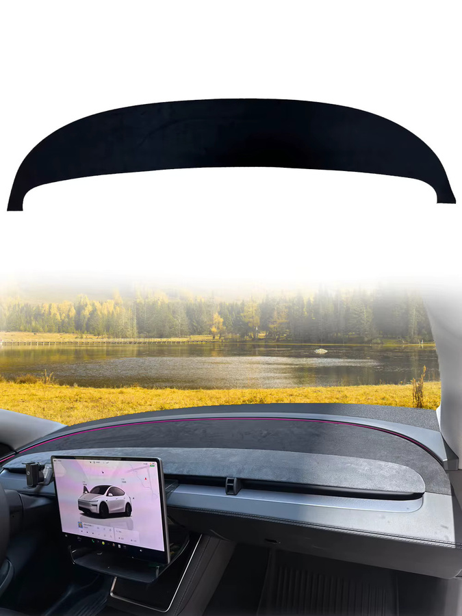 USVOTOV Armaturenbrettabdeckung aus Wildleder für Tesla Model Y Juniper, Farbe: Schwarz - Bild 7