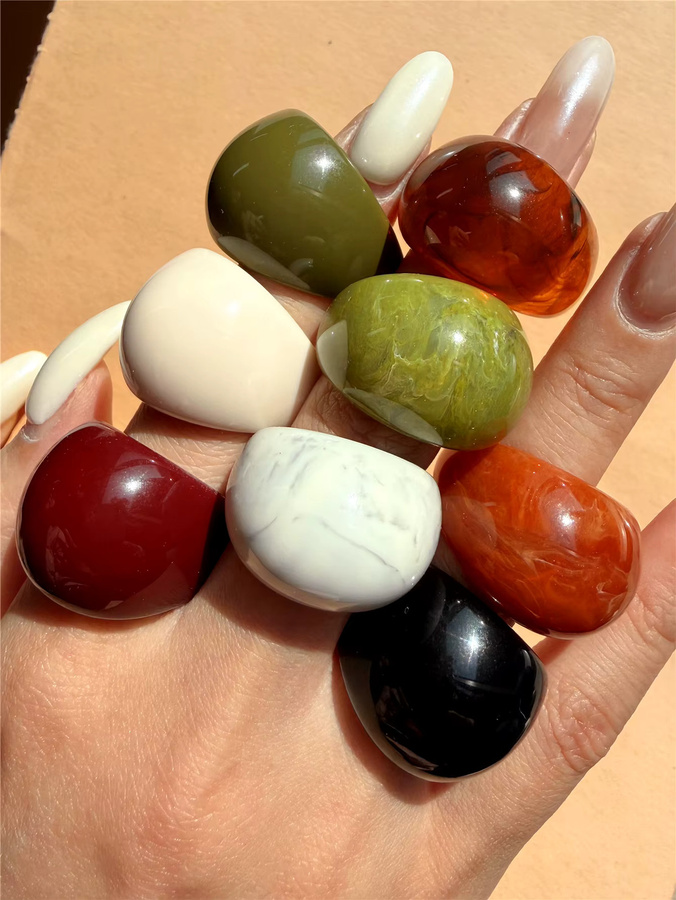 HuanZhi Ringset, Harz, Bunt, Damen - Bild 3