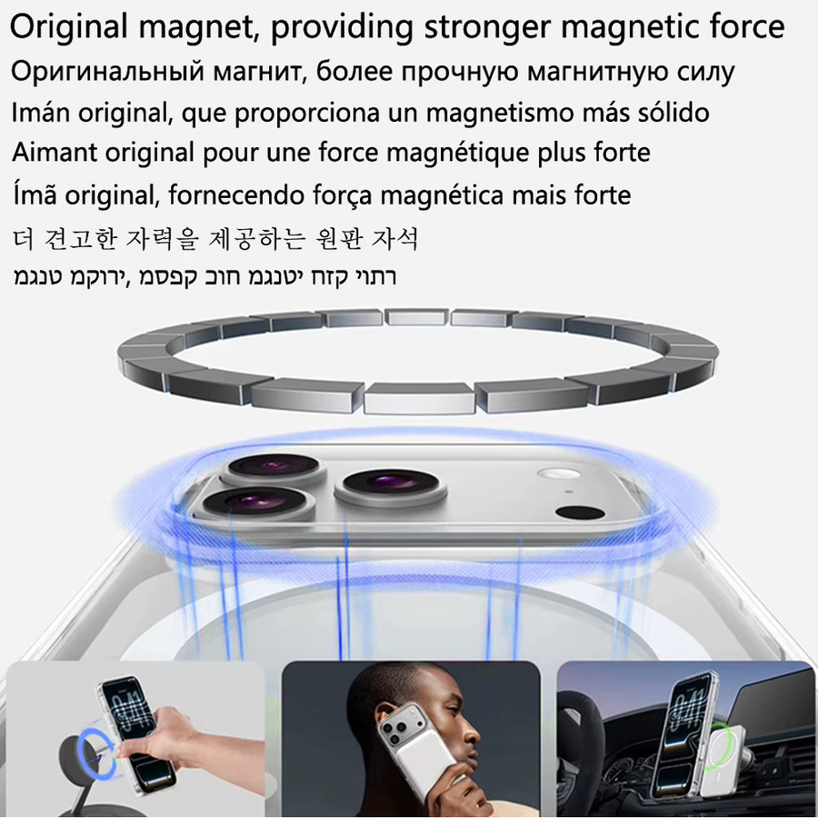Transparente Magnetische Hülle mit Galvanisierung und Kameraobjektivschutz für Samsung Galaxy S26 S25 S24 S23 S22 S21 Ultra Plus FE kompatibel mit MagSafe in Blau - Bild 2
