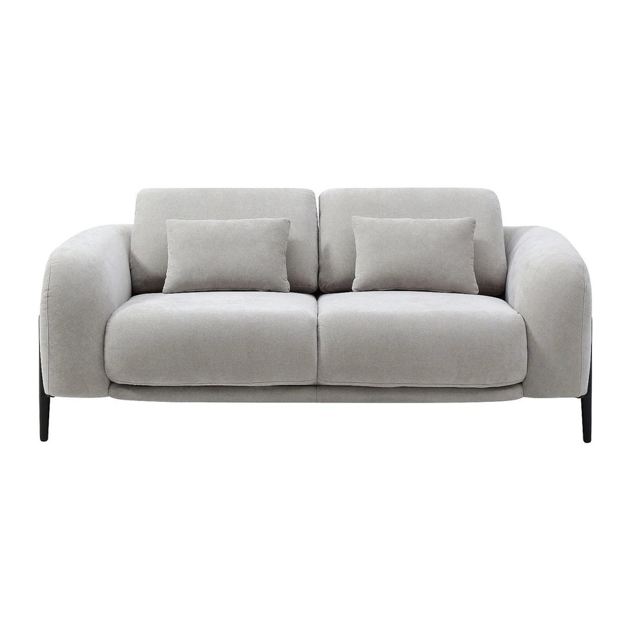 Vente-unique Sofa Aravio Hellgrau ohne Schlafmöglichkeit mit Metallrahmen und abnehmbaren Bezügen, Breite: 170 cm - Bild 2