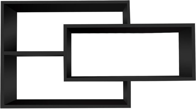 TRAUMMÖBEL Wandregal KARO Schweberegal aus Holz in Schwarz glänzend, Breite: 104 cm, Höhe: 20 cm, Tiefe: 59 cm - Bild 1