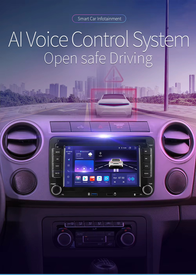 Hizpo Autoradio mit GPS und Carplay für VW Polo, Golf 5 6 Plus, Passat B6, Jetta, Tiguan, Touran, Sharan, Scirocco, Caddy und Seat in Schwarz - Bild 2