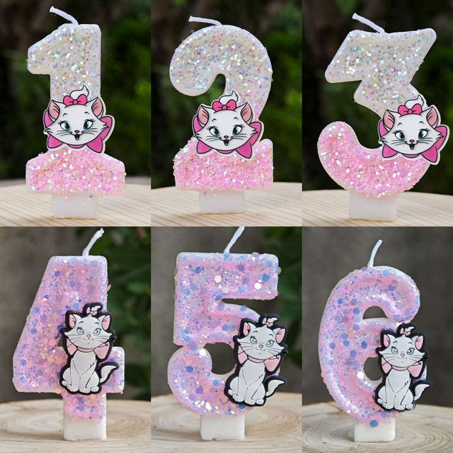 Disney Marie Katze Geburtstagskerzen Set für Kuchen und Torten zur Babyparty oder Geburtstagsdekoration - Bild 1