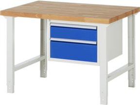 Rau Werkbank höhenverstellbar 7123A1 mit 2 Schubladen, B: 125 cm, T: 90 cm, H: 79-114 cm - Bild 1