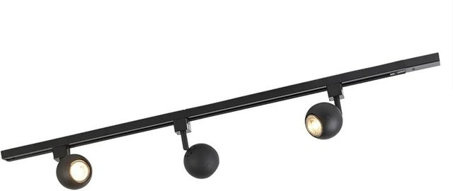 QAZQA Schienensystem Gissi 3 Schwarz, dimmbares und verstellbares Track-System mit GU10 Fassung und Reflektor, rund und modern - Bild 1
