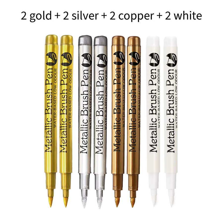 Haile Metallic Marker Pinselstifte Permanent in Weiß, Gold und Silber für Handwerk und Scrapbooking - Bild 6