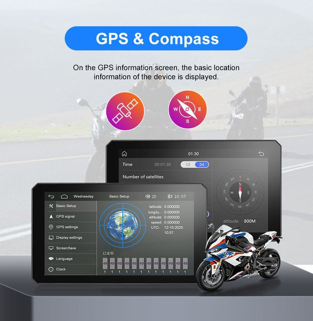 IYING 7 Zoll Motorrad Navi mit Magic Wheel Steuerung, Wireless CarPlay und Android Auto Display, IP68 wasserdicht, Schwarz, kompatibel mit BMW R1200GS R1250GS R1300GS S1000XR - Bild 1