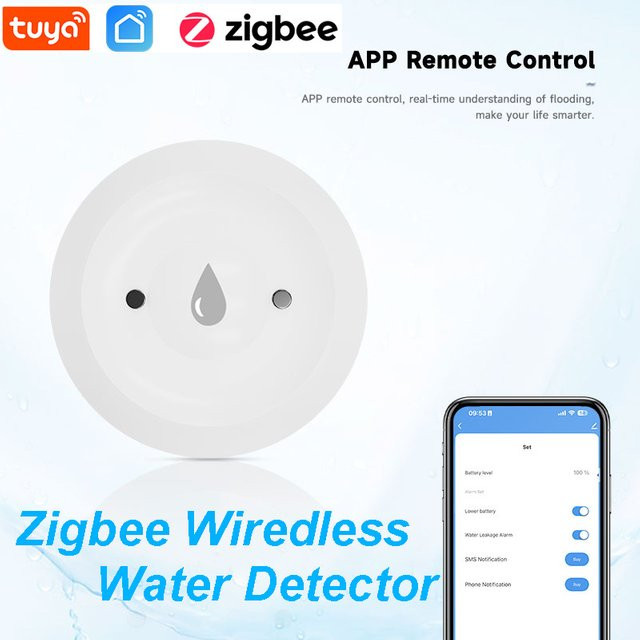 Tuya ZigBee Wasserleck-Sensor weiß drahtloser Überschwemmungsdetektor für Smart Life APP kompatibel mit Zigbee Gateway - Bild 1