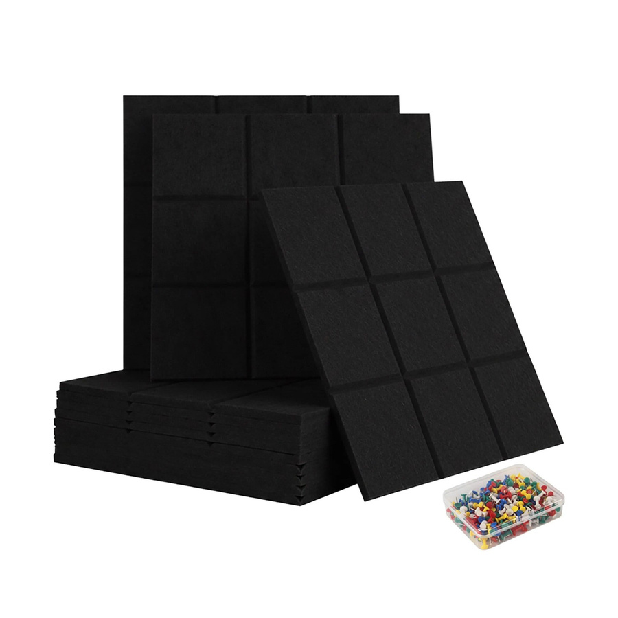 Relaxdays Filzpinnwand 12er Set Schwarz selbstklebend B/T/H: 30 x 30 x 0,9 cm - Bild 2