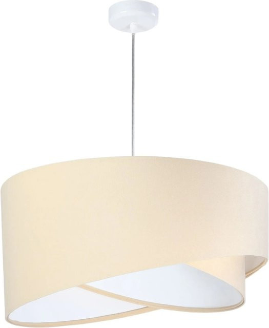 Licht-Erlebnisse Pendelleuchte aus Stoff und Metall in Creme Weiß mit E27 Fassung, Rund, Durchmesser: 50 cm - Bild 1