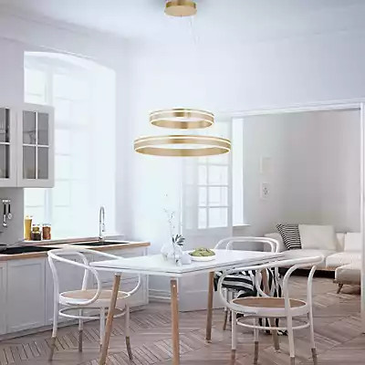 Paul Neuhaus Q-Vito Pendelleuchte LED 2-flammig in Messing/Gold, dimmbar mit Fernbedienung - Bild 2