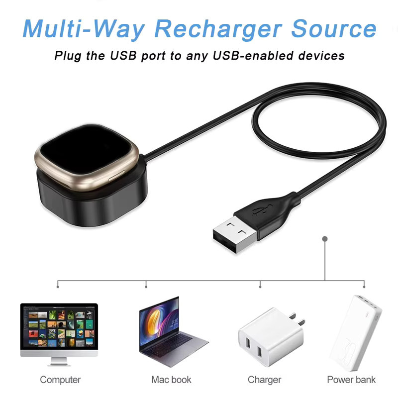 Magnetisches Ersatz-Ladekabel für Fitbit Versa 4, Versa 3, Sense 2 und Sense 1 in Schwarz - Bild 4