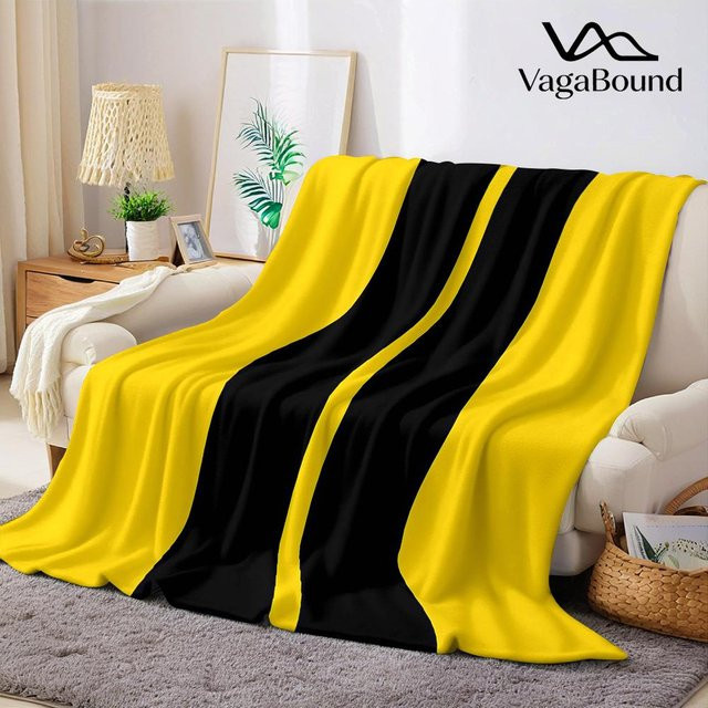 JMG Household Supplies Flanelldecke mit gelb-schwarzen vertikalen Streifen, weich und warm, B/B/H: 180 x 230 cm - Bild 1