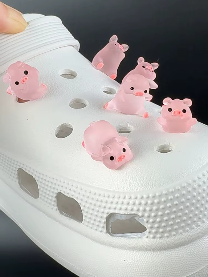 FHLDING Schuh Charms Set, 12 Stück, Leuchtend, Piggy, 3D - Bild 3