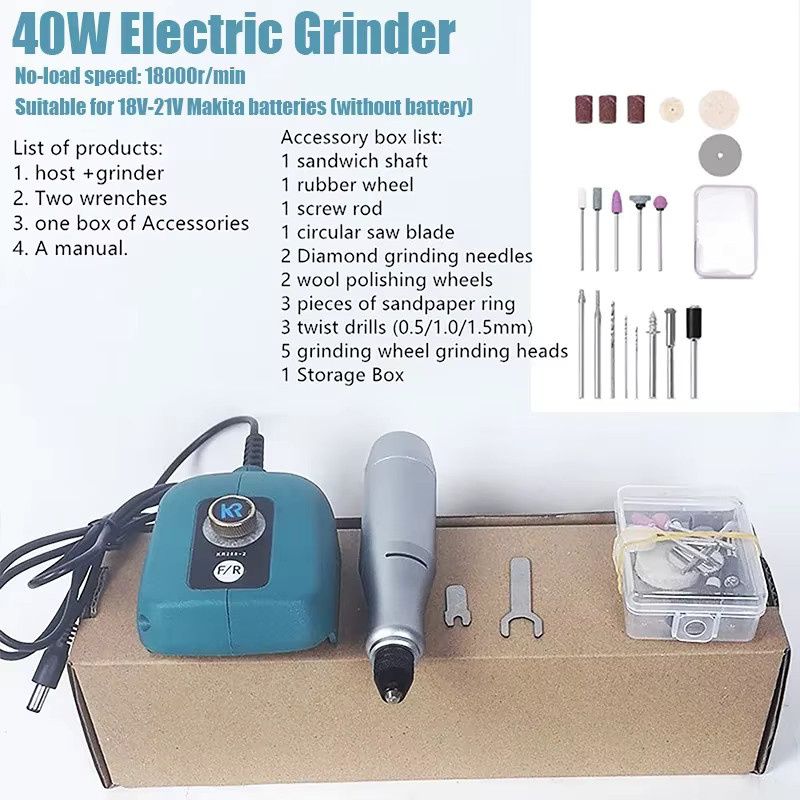 Makita Elektroschleifer mit 40 W Leistung, wiederaufladbar, blau, Leerlaufdrehzahl bis zu 18000 U/min, kompatibel mit 18-V-21-V Makita LXT Akkus - Bild 3