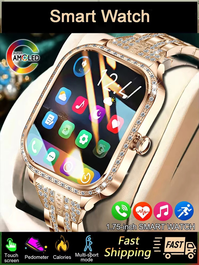 LIGE Smartwatch, Damen, Roségold, Edelstahl, 1,75 Zoll, Pink - Bild 7