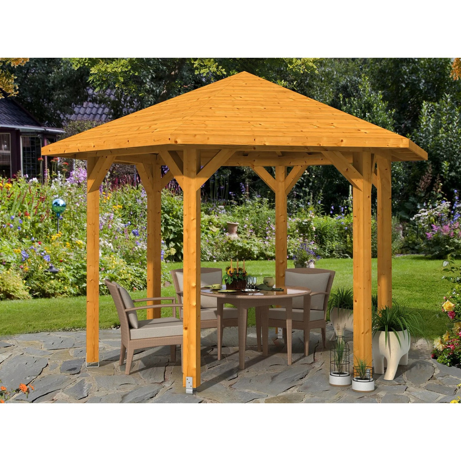 Skan Holz Pavillon Nancy 2 aus Leimholz in Eiche hell und Beige B/H/T: 420 x 304 x 364 cm - Bild 2