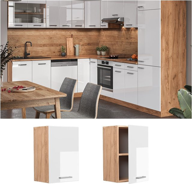Vicco Hängeschrank R-Line Küchenschrank Weiß Goldkraft B: 40 cm, H: 60 cm, T: 31 cm - Bild 1