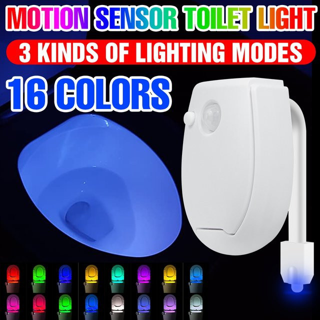 CanLing LED-Toilettenlampe mit intelligentem PIR-Bewegungssensor, wasserdichtes Nachtlicht für das Badezimmer in Weiß und Multicolour mit 16 Farben und 3 Modi - Bild 1