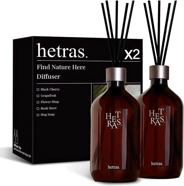 Hetras Premium Diffusor Hotel Design aus Holz in Braun, 2er Set, 500 ml pro Stück - Bild 1