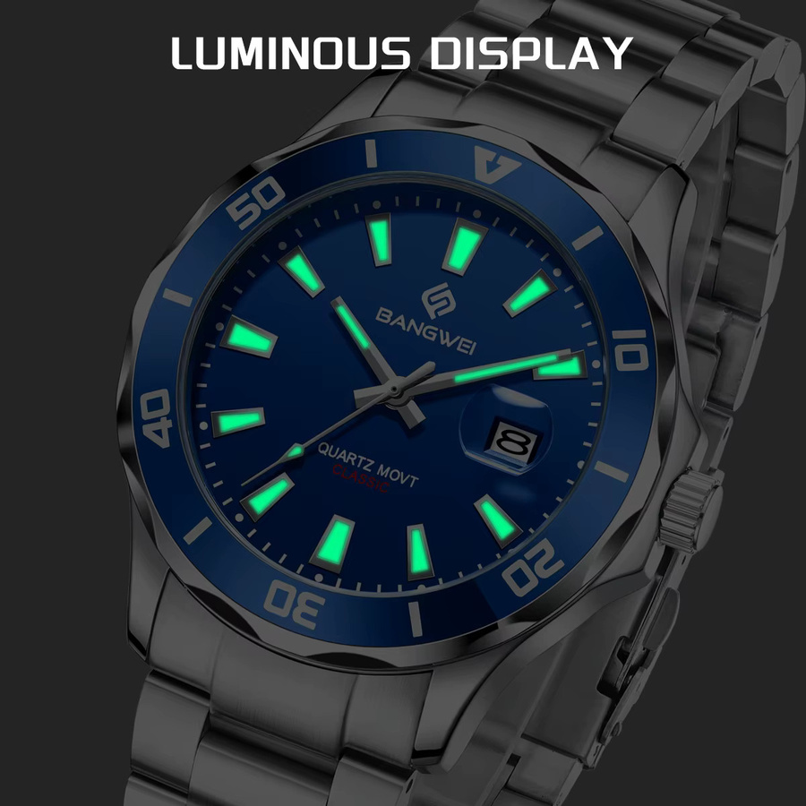 LIGE Armbanduhr Quarz, Edelstahl, Blau, Herren - Bild 3