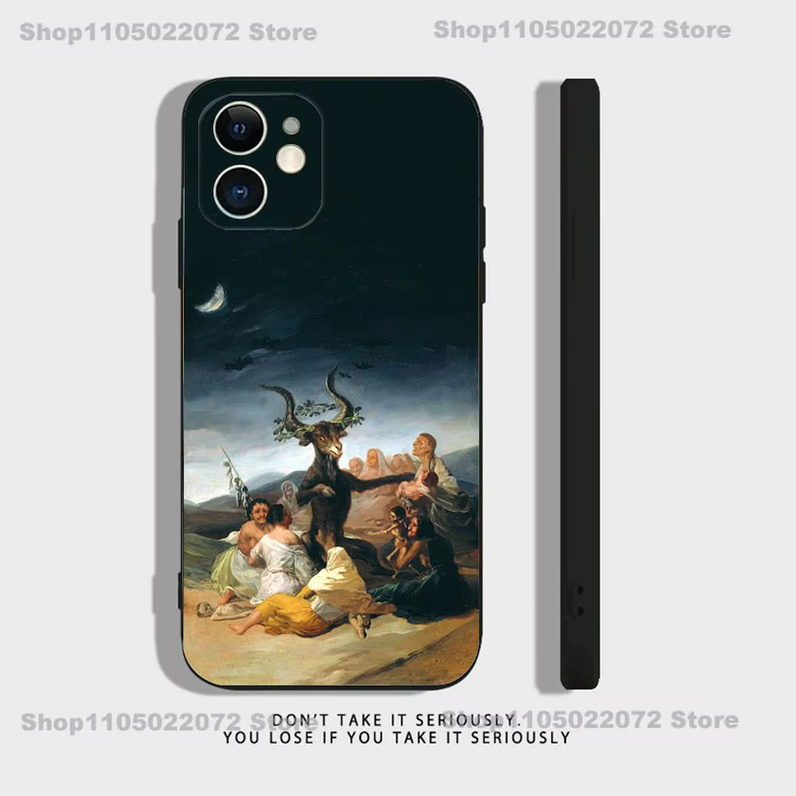 Stoßfeste Silikon Handyhülle mit Francisco Goya Kunstmotiv für Apple iPhone Modelle in Schwarz und Multicolour - Bild 2