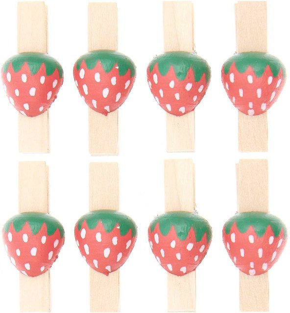 Rico Design Holzklammern Erdbeere in Multicolour, 8 Stück - Bild 1