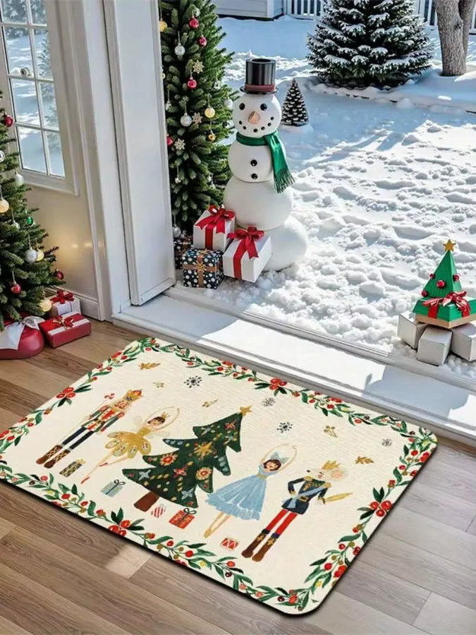VIKAMA Nussknacker Weihnachtsteppich aus Mikrofaser, rutschfeste Bodenmatte für Innen und Außen, mehrfarbig, rechteckig - Bild 4