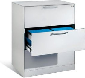 C+P Hängeregistraturschrank Asisto für Hängehefter DIN A4, 3 Schubladen, zweibahnig, Farbe: Lichtgrau, H x B x T: 101,0 x 60,0 x 80,0 cm - Bild 1