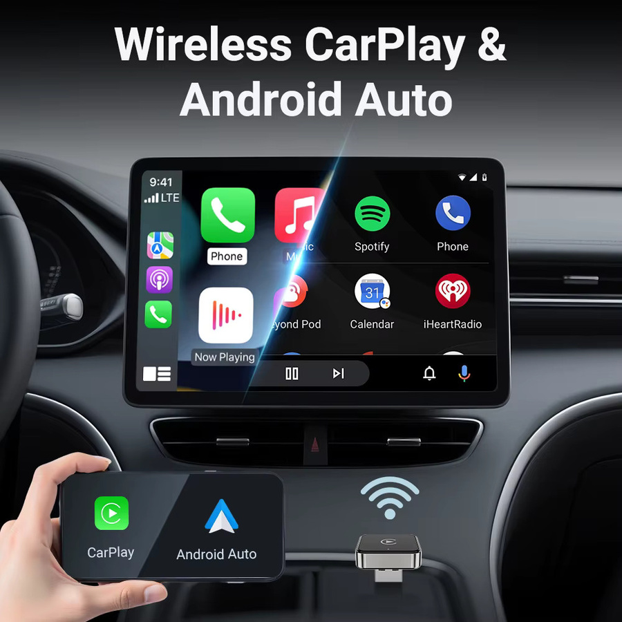 XUDA 2-in-1 Adapter für kabelloses CarPlay und Android Auto, USB-Dongle Plug-and-Play mit Bluetooth, Schwarz - Bild 2