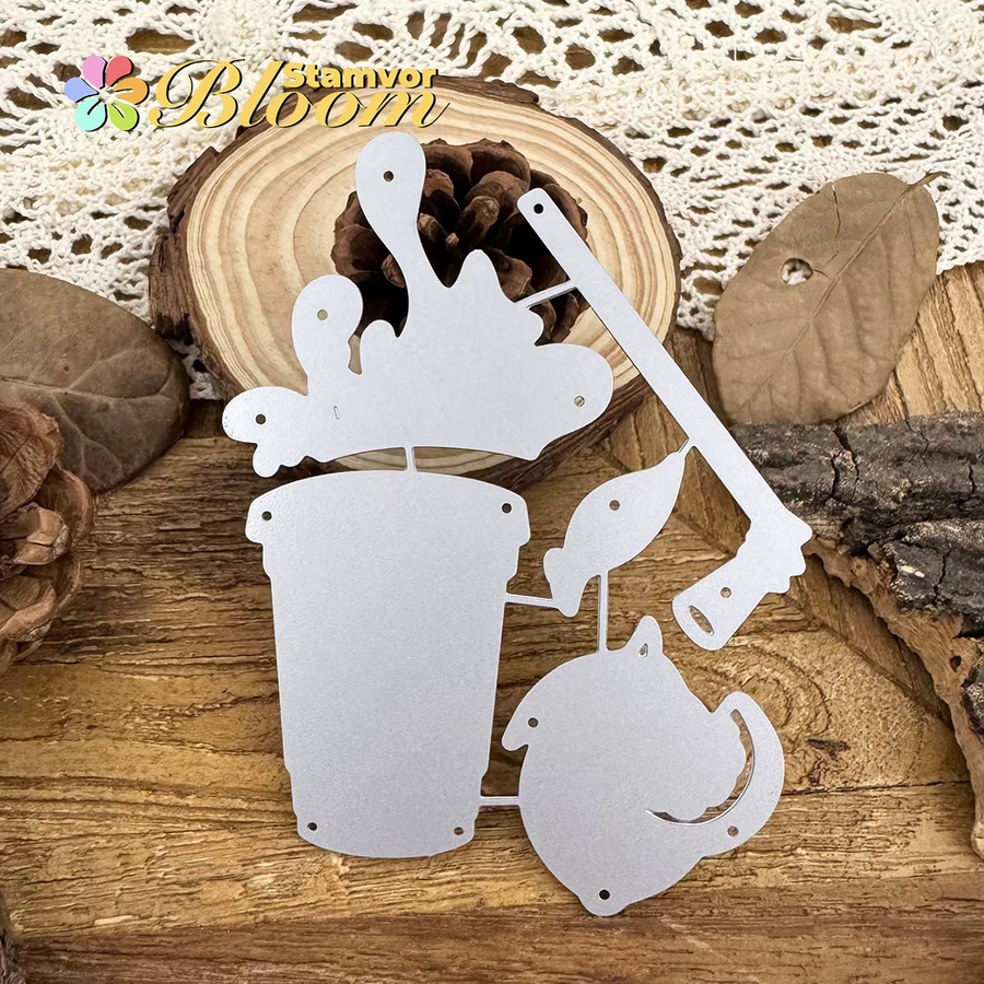 Metall Stanzform Lemon Tee Motiv für Scrapbooking und Prägung in Silber - Bild 4