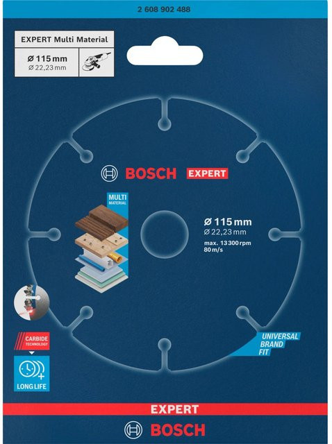 Bosch EXPERT Multi Material Carbide-Trennscheibe, Durchmesser: 115 mm, Bohrung: 22,23 mm, Blau - Bild 2