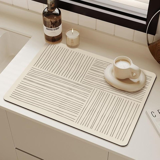 Rutschfestes Silikon-Abtropfpad für Küchenarbeitsplatten und Kaffeemaschinen, Beige, B/T: 40 x 30 cm - Bild 1