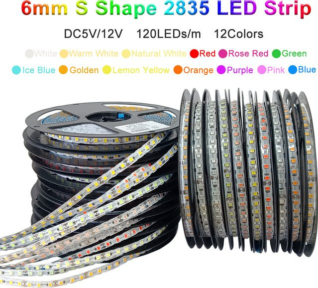 FUNZENXIN S-Form LED Streifen RGB Multicolour, 120 LED/m, Breite: 6 mm, flexibel und biegbar für DIY Neon Zeichen - Bild 1