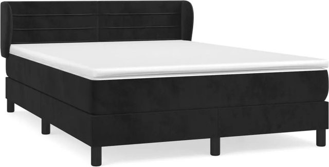 vidaXL Boxspringbett mit Matratze in Schwarz, Hybrid-Design mit Taschenfederkern und Samtbezug, B/T/H: 140 x 190 x 147 cm - Bild 1