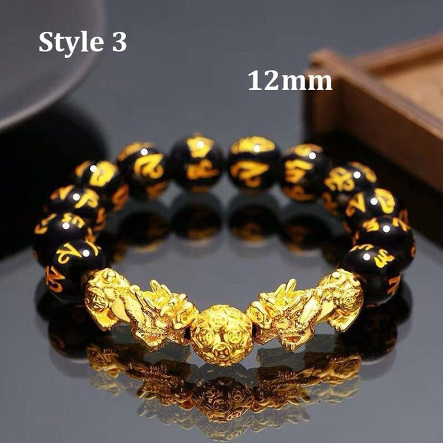 Lucky Star Jewelry Armband, Obsidian Stein Perlen, Schwarz, Unisex - Bild 1