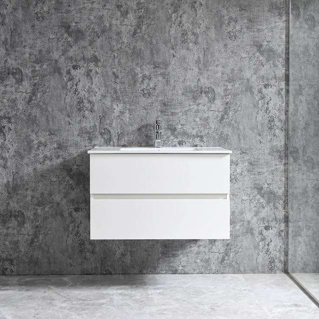 Sanotechnik Einzelwaschtisch Corbo in Weiß mit Softclose und Keramik, Breite: 80 cm - Bild 1