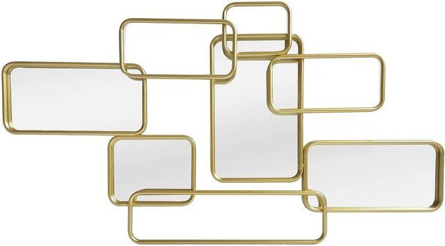 Vente-unique Wandspiegel Omaya in Gold im Art-Déco-Stil mit geometrischer Form, Durchmesser: 45 cm - Bild 1