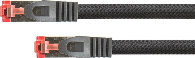 RNS Python Series Cat. 6 Patchkabel S/FTP PiMF mit Nylongeflecht und Rastnasenschutz, Schwarz, 25 m - Bild 1