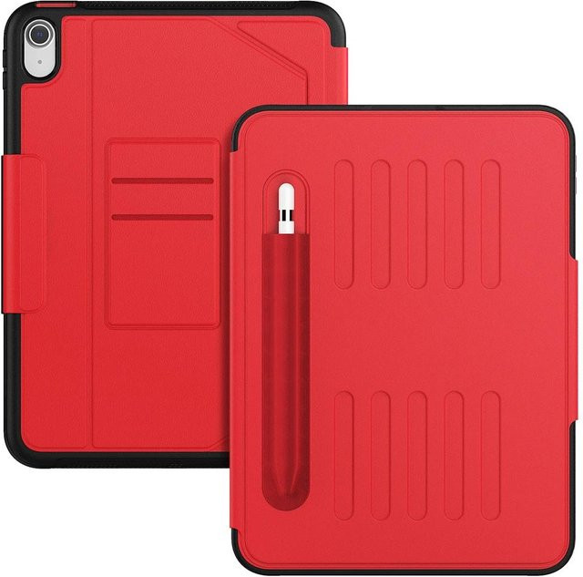AIRSORCASE Luxus Lederhülle für iPad Air und Pro Business Tablet-Hülle mit Stifthalter in Rot - Bild 1