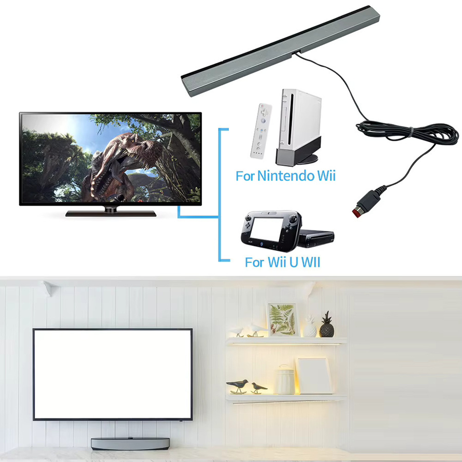 Ersatz Sensor Bar mit USB-Stecker für Nintendo Wii und Wii U, IR-Signal Empfänger Zubehör, Schwarz - Bild 3