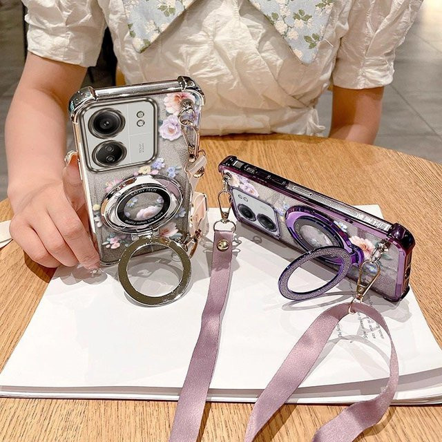 Xiaomi Handyhülle mit zartem Blumenmuster und Lanyard-Halterung für Poco M6 X3 Pro M3 Pro C55 C40 C31 F6 X3 X7 Pro X6 M5S M2 in Pink Multicolour - Bild 1