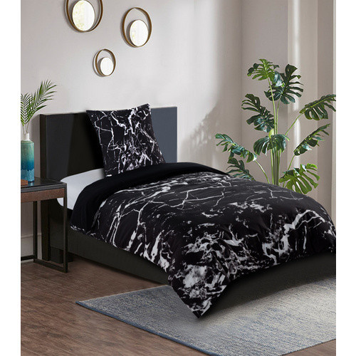 Sanilo Bettwäsche 2-teilig Marmor Schwarz aus Baumwolle, B/H: 135 x 200 cm und 80 x 80 cm - Bild 4