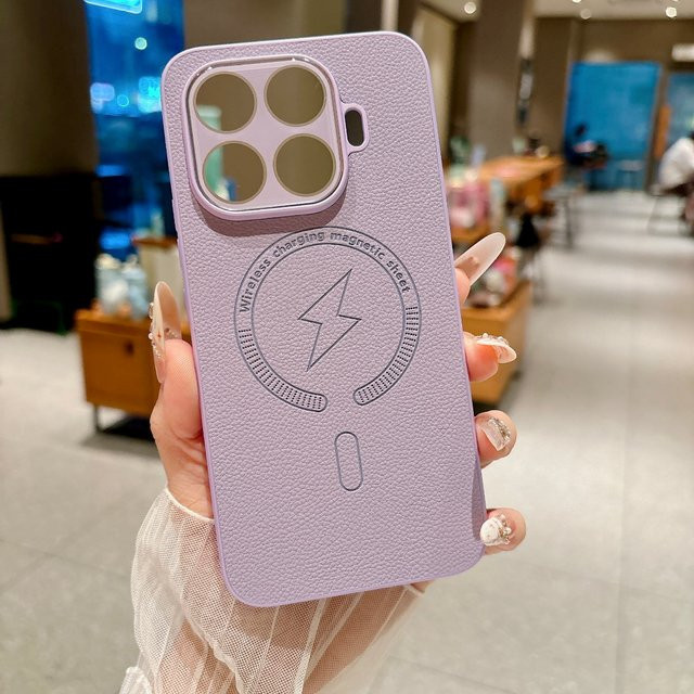 Magnetische MagSafe Handyhülle aus mattiertem PU-Leder für Xiaomi 17T und Xiaomi 17TPro in Purple - Bild 1