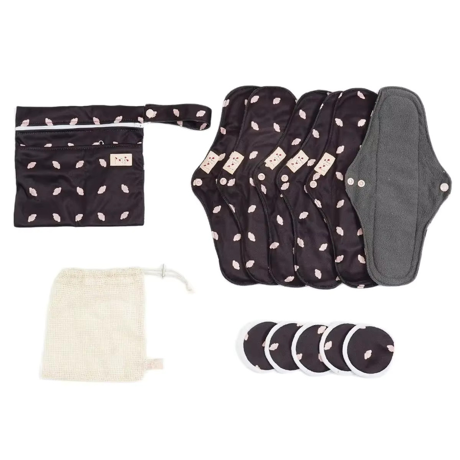 HappyFlute Damenbinden Set mit Bambuskohle, 6 Teile, mit Wetbags und Pads - Bild 5